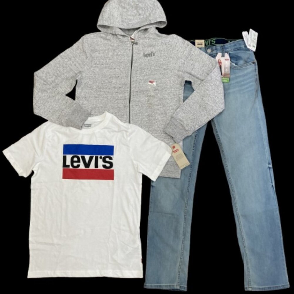 Levi's 511 Youth Set Boy's T-Shirt Jeans Hoodie Jacket 3pc Size XL ( 18 ) New